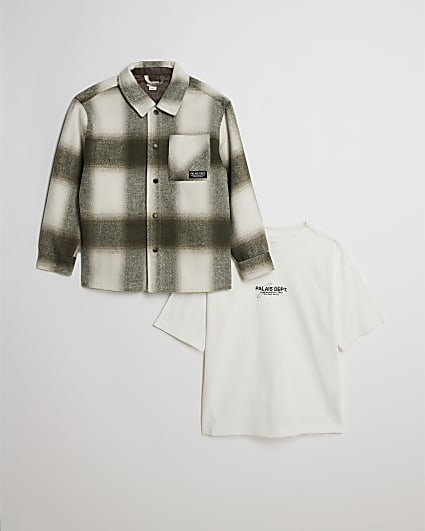 Boys Green Check Overshirt Set