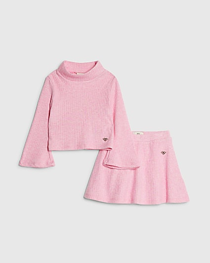 Mini Girls Pink Cosy Top & Skort Set