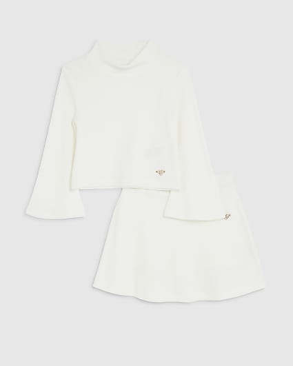 Mini Girls Cream Cosy Skort Set