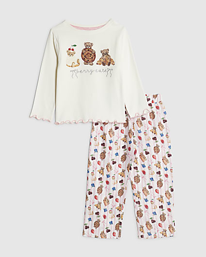 Mini Girls Cream Pastry Bear Pyjamas Set