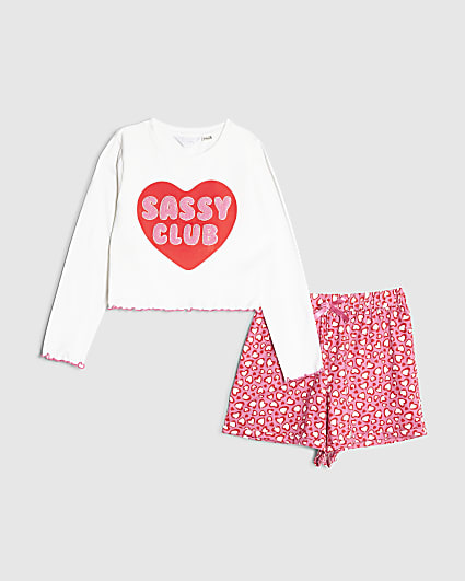 Girls Pink Sassy Club Pyjamas Set