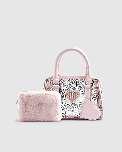 Girls Pink Graffiti Bowler bag