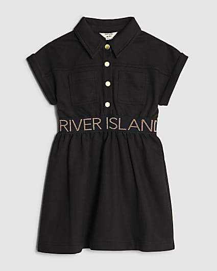 Mini Girls Black RI Waistband Dress