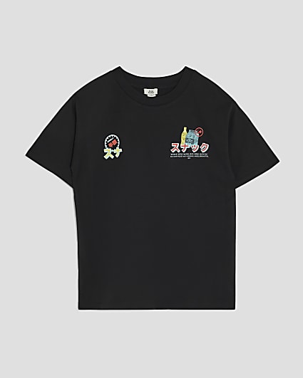 Boys Black Japanese Vending T-Shirt