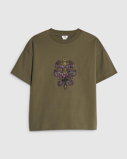 Boys Khaki Double Snake T-Shirt