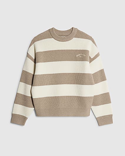 Boys Beige Ribbed Stripe Jumper