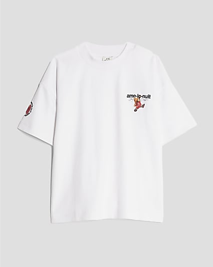 Boys White Ame Le Nuit Bear Baller T-Shirt