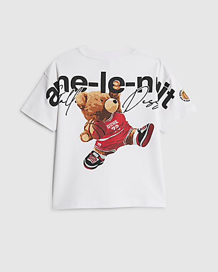 Mini Boys White Ame Le Nuit Bear T-Shirt