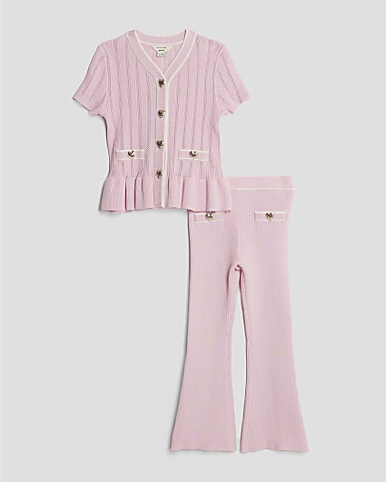 Mini Girls Pink Peplum Waistcoat Set