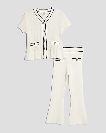 Mini Girls Cream Peplum Waistcoat Set
