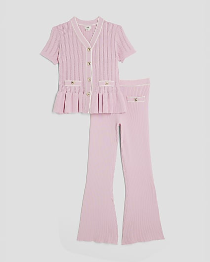 Girls Pink Peplum Waistcoat Set