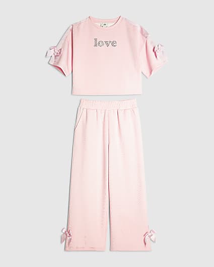 Girls Pink Premium T-Shirt And Joggers Set