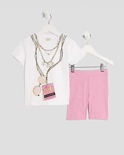Mini Girls White VIP Pass T-Shirt Set