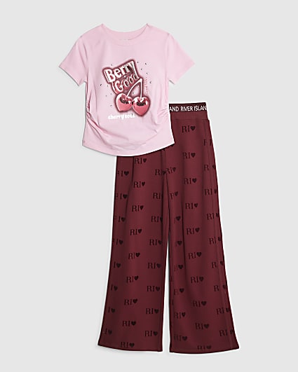 Girls Red Diamante Berry Good T-Shirt Set
