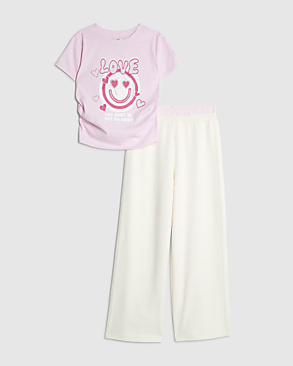 Girls Cream Love Smiley Face Set