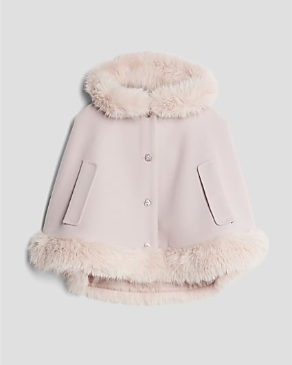 Mini Girls Pink Faux Fur Cape