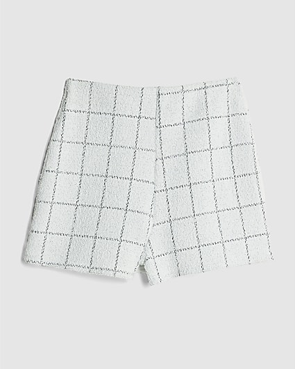 Girls White Boucle Skort