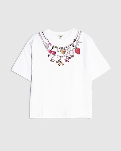 Girls White Necklace T-Shirt