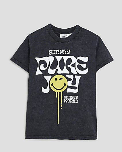 Boys Black Smiley Pure Joy T-Shirt
