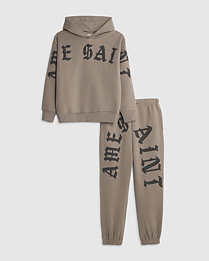 Boys Brown Ame Saint Hoodie Set