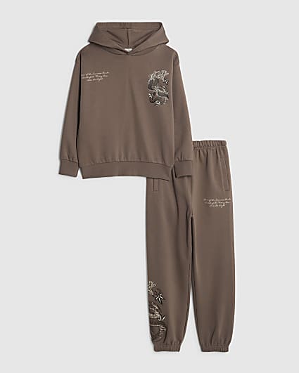 Boys Brown Japanese Hoodie Set