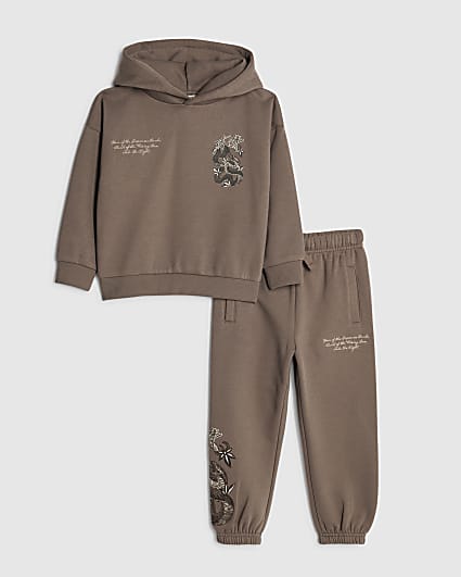 Mini Boys Brown Japanese Hoodie Set