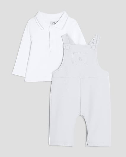 Baby Boys Blue Branded Dungaree Outfit