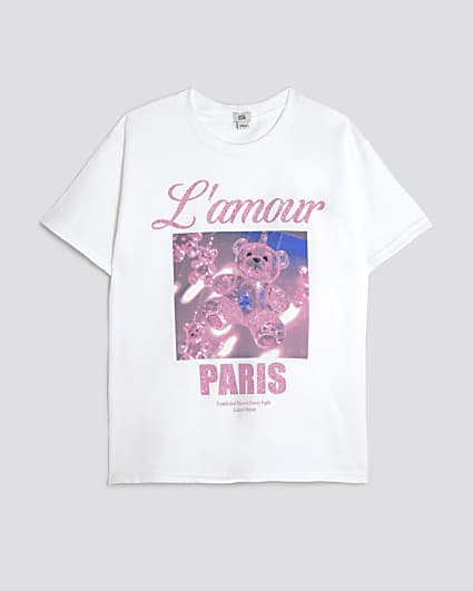 Girls White Bear T-Shirt