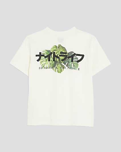 Boys White Japanese Palm Tree T-Shirt