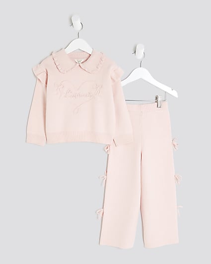 Mini Girls Pink Lamour Top & Trousers Set