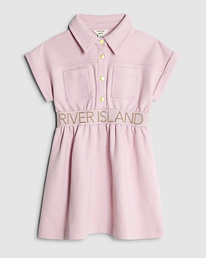 Mini Girls Pink RI Waistband Dress