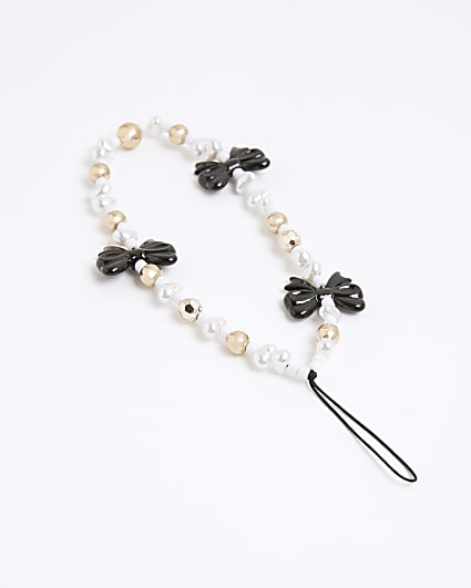 White And Bow Pearl Phone Charm