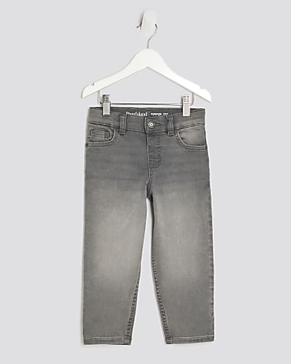 Mini Boys Grey Stretch Tapered Jeans