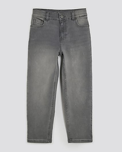 Boys Grey Stretch Tapered Jeans