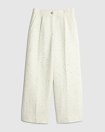 Girls Cream Boucle Trousers