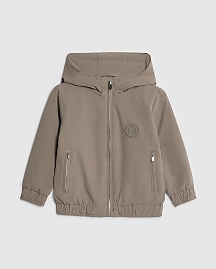 Mini Boys Beige RI Hooded Jacket