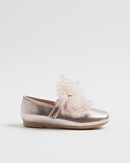 Mini Girls Pink Organza Bow Shoes