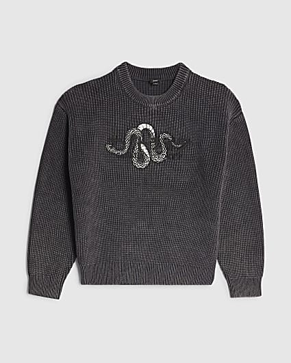 Boys Grey Washed Japanese Jumper
