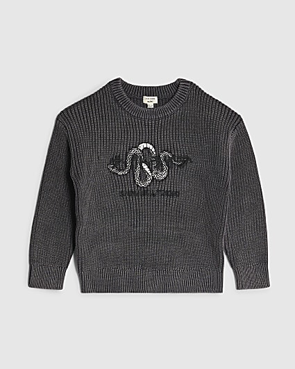 Mini Boys Grey Washed Japanese Jumper