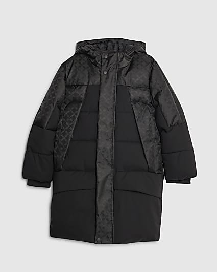 Boys Black Monogram Puffer Jacket