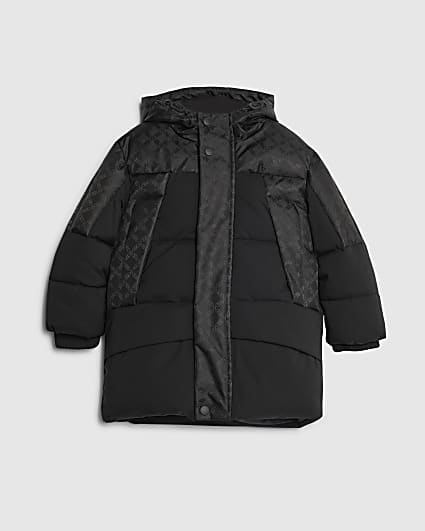 Mini Boys Black Monogram Puffer Jacket