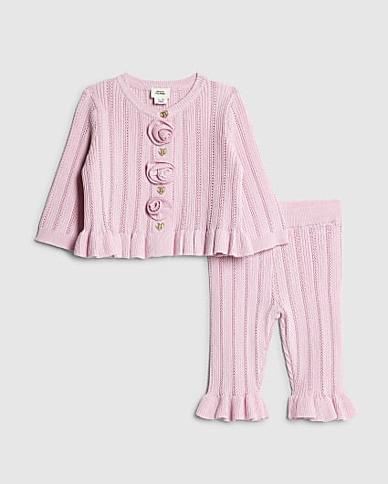 Baby Girls Pink Rose Cardigan Set