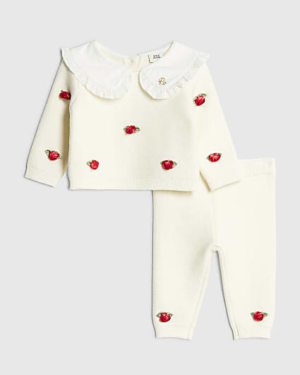 Baby Girls Cream Rose Bud Jumper Set