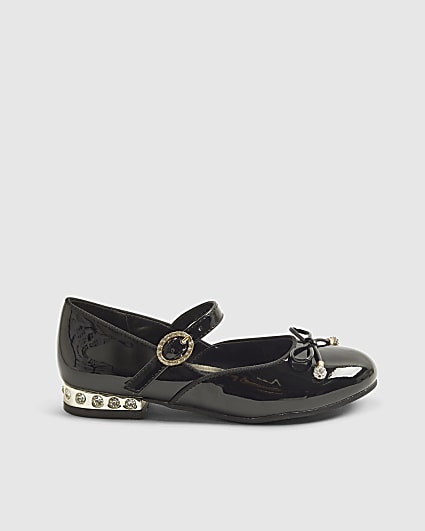 Girls Black Heeled Mary Jane Shoes