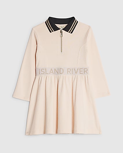 Mini Girls Pink RI Ribbed Dress