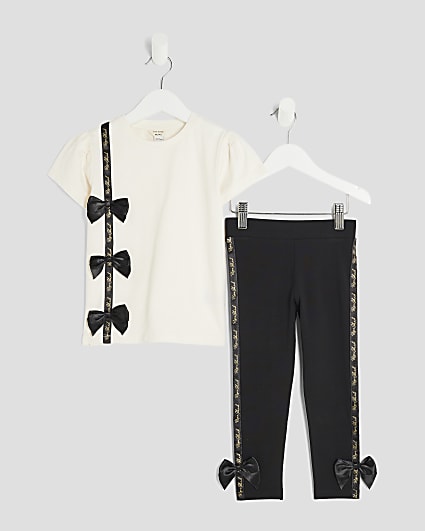 Mini Girls Cream  RI T-Shirt & Leggings Set