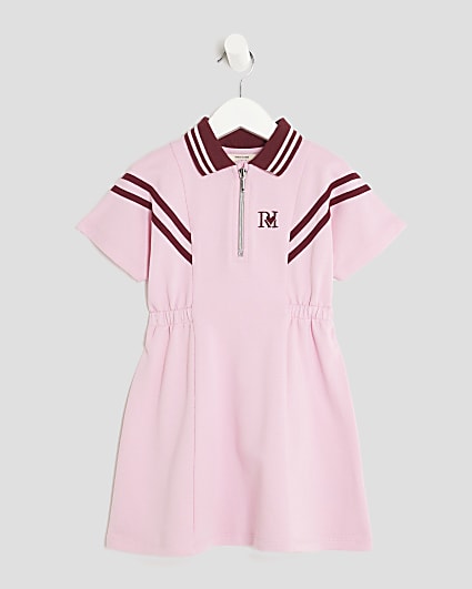 Mini Girls Pink Striped Polo Shirt Dress