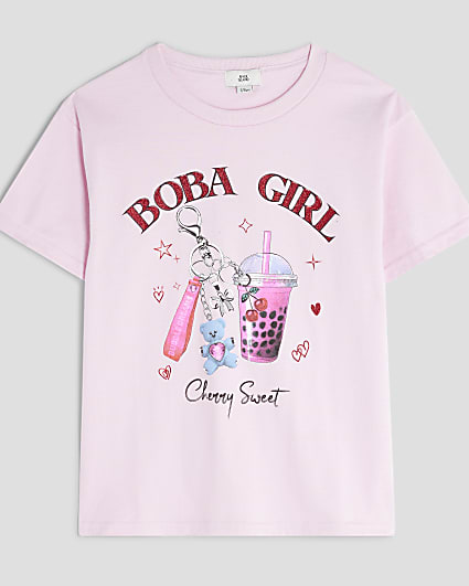 Girls Pink Boba Girl T-Shirt