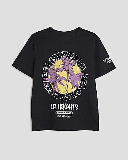 Boys Black Summer Palm Tree T-Shirt