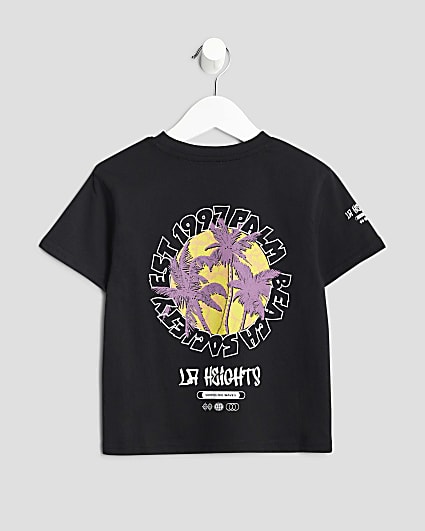 Mini Boys Black Summer Palm Tree T-Shirt
